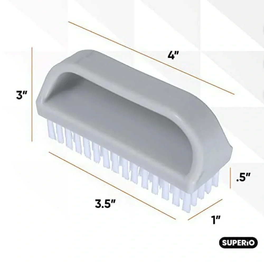 New! Superio Stiff Nail Brush Cleaner with Handle 3 Pack Durable All-Purpose
